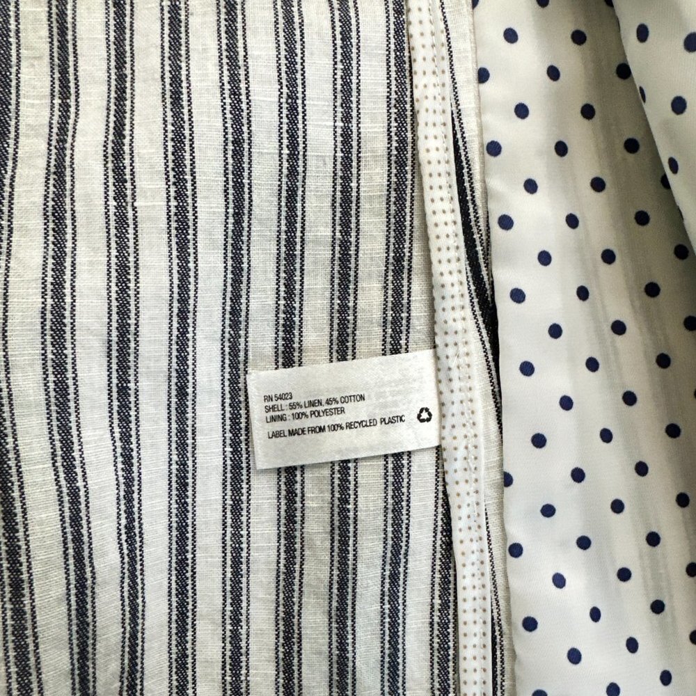GAP Navy and White Ticking Blazer Jacket Linen Cotton 4 - Picture 5 of 8